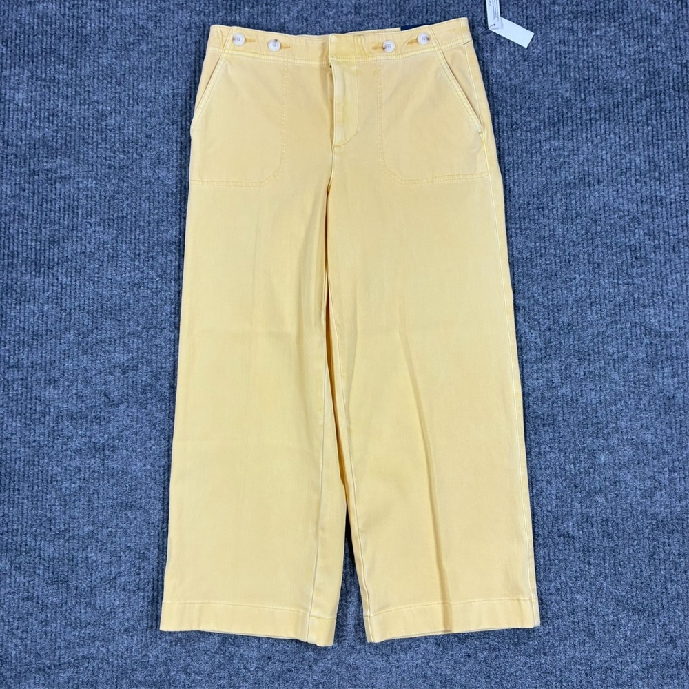 Talbots Wide Leg Crop Jeans Womens Size 8 Yellow Denim High Rise Casual Cotton